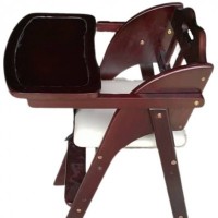 IPlus Korea Baby High Chair Wooden Walnut Folding Foldable Chair Infant Feeding Multifunctional Baby Chair Dining