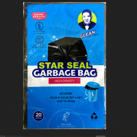 Glean L Size Star Seal Leakage Proof Garbage Bag 20pcs 65L Black Trash Bag with String