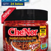 Che'Nor - Sambal Garing Ikan Bilis Super Spicy Crunchy Anchovies Chili + -150gm x 24 Pieces ( 1 carton )