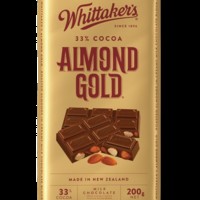 WHITTAKER'S Blocks Almond Gold 200gm Pack (14 units perCarton) (14 Units Per Carton)