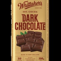 WHITTAKER'S Blocks Dark Chocolate 50% 200gm Pack (14 units perCarton) (14 Units Per Carton)